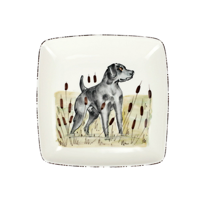 Wildlife Black Hunting Dog Square Platter