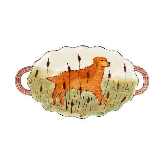 Wildlife Hunting Dog Handled Oval Bowl