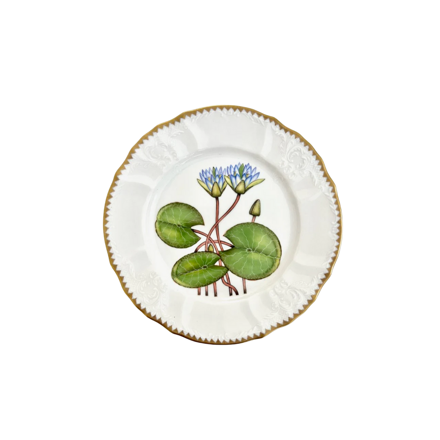 Waterlily Salad Plate with Border Design