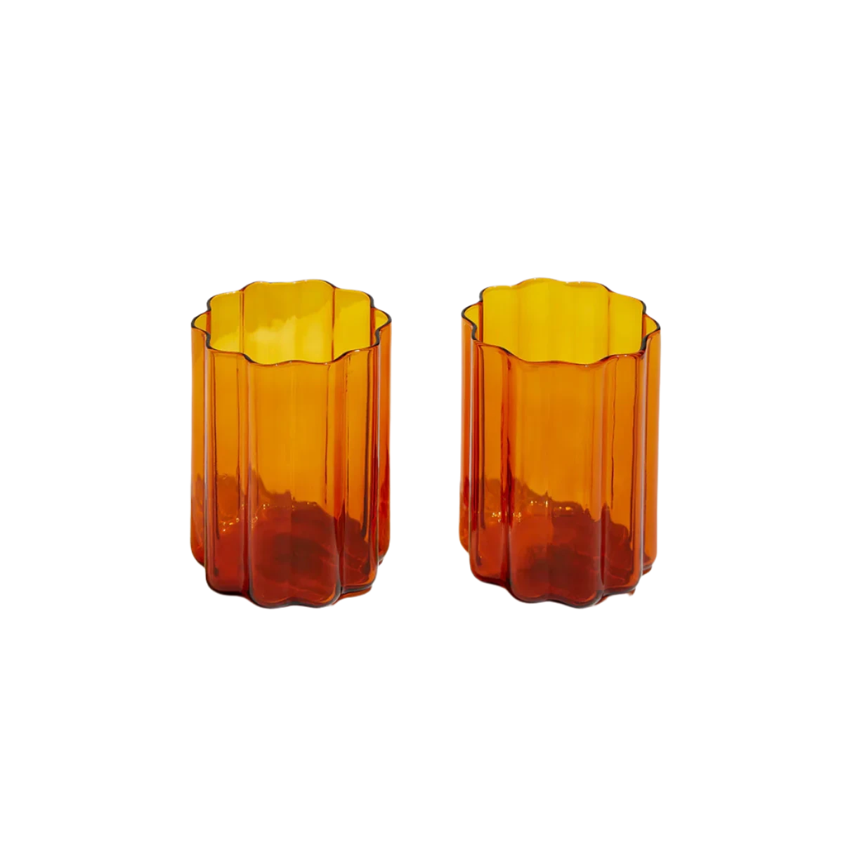 Wave Glasses in Amber - Set of 2