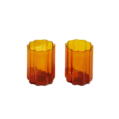 Wave Glasses in Amber - Set of 2