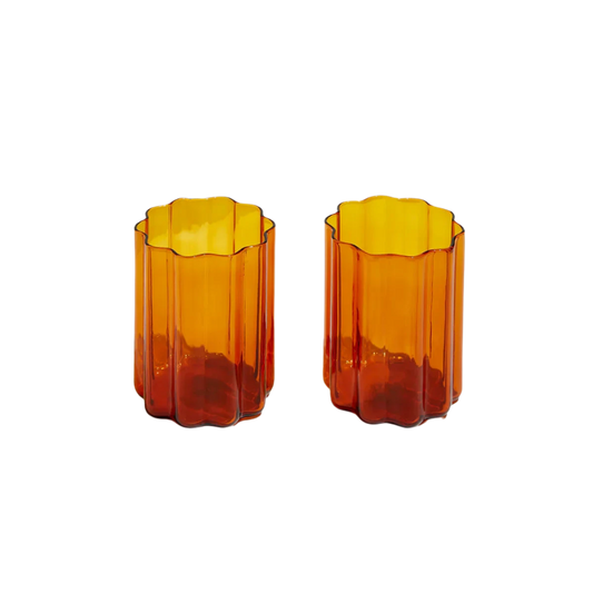 Wave Glasses in Amber - Set of 2