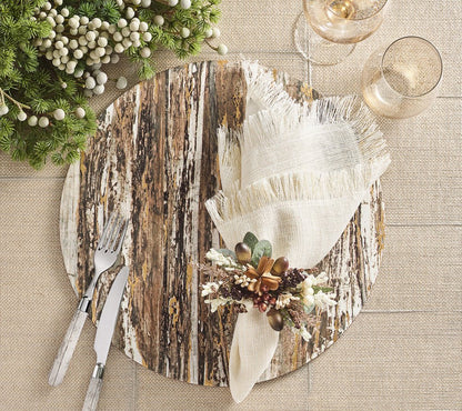 Weathered Pine Placemat in Ivory, Natural & Gold - Set of 4