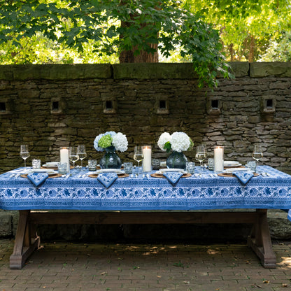 Bohemian Floral Azure Blue & Aqua Tablecloth