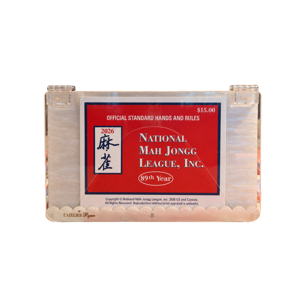 White Pearl Acrylic Mahjong Card Holder / Protective Case