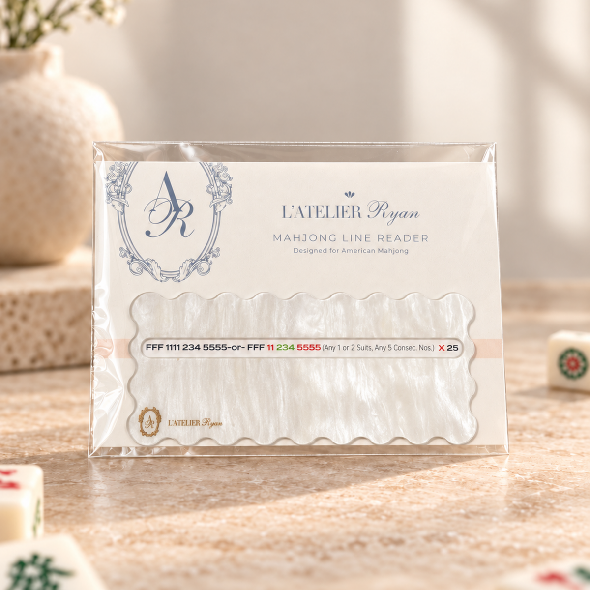 White Pearl Mahjong Line Reader with Gold
