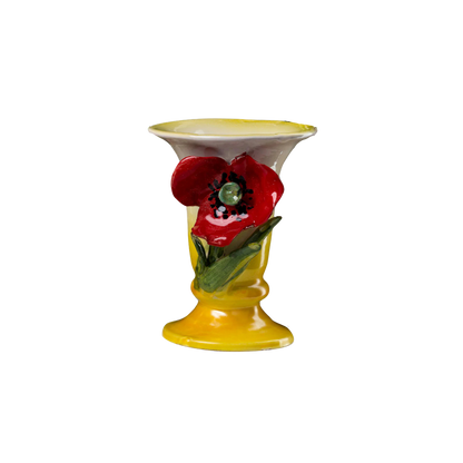 White With Red Poppy Vase