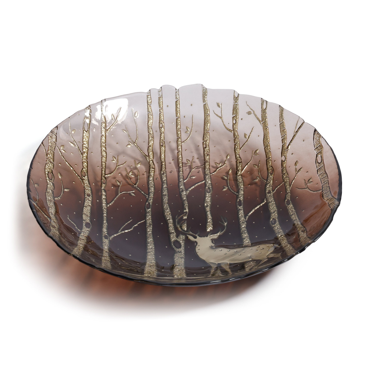 Wilderness Tableware Serving Bowl - Taupe and Gold