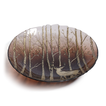Wilderness Tableware Serving Bowl - Taupe and Gold