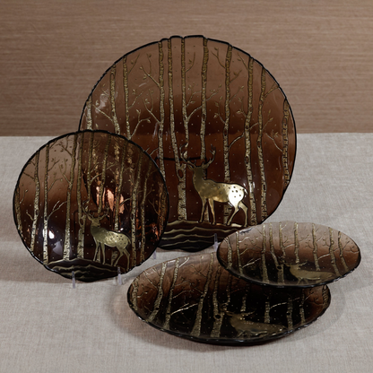 Wilderness Tableware Serving Bowl - Taupe and Gold