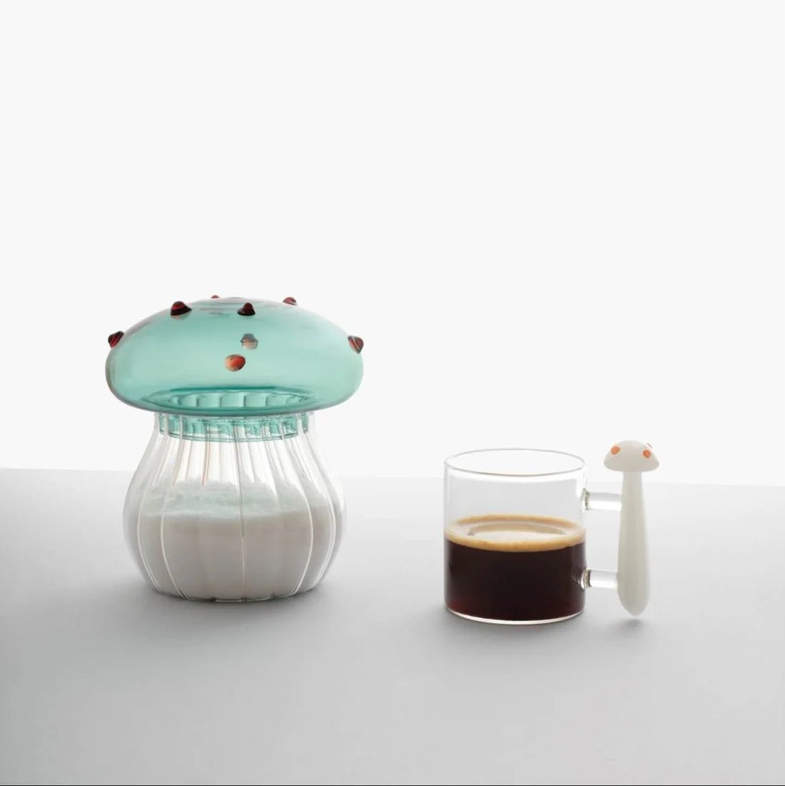 Alice Mushroom Sugar Bowl Green with Red Dots - Hosted by Kelly Gaudreau