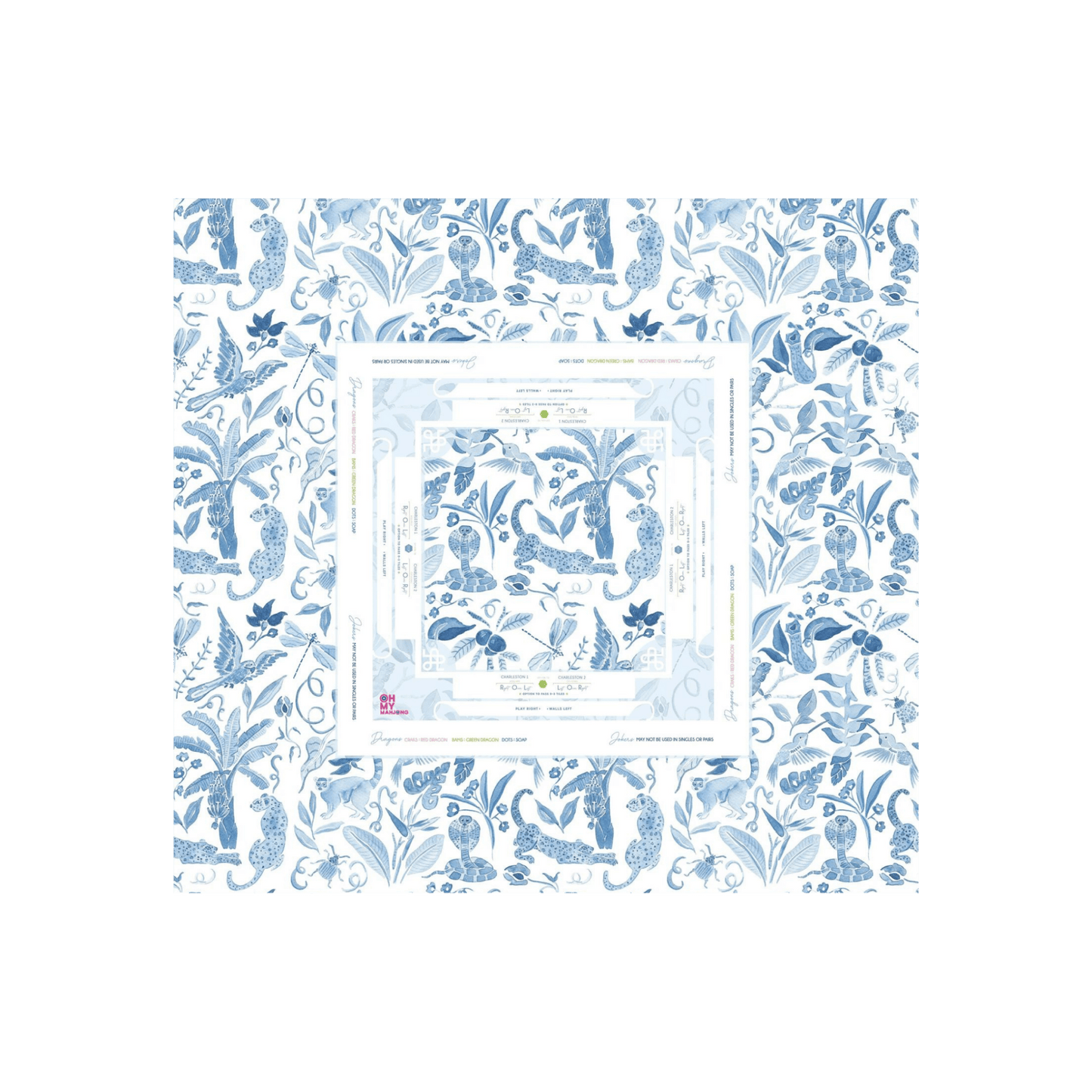 Amazon Blue Instructional Mahjong Tablecloth - Hosted by Kelly Gaudreau