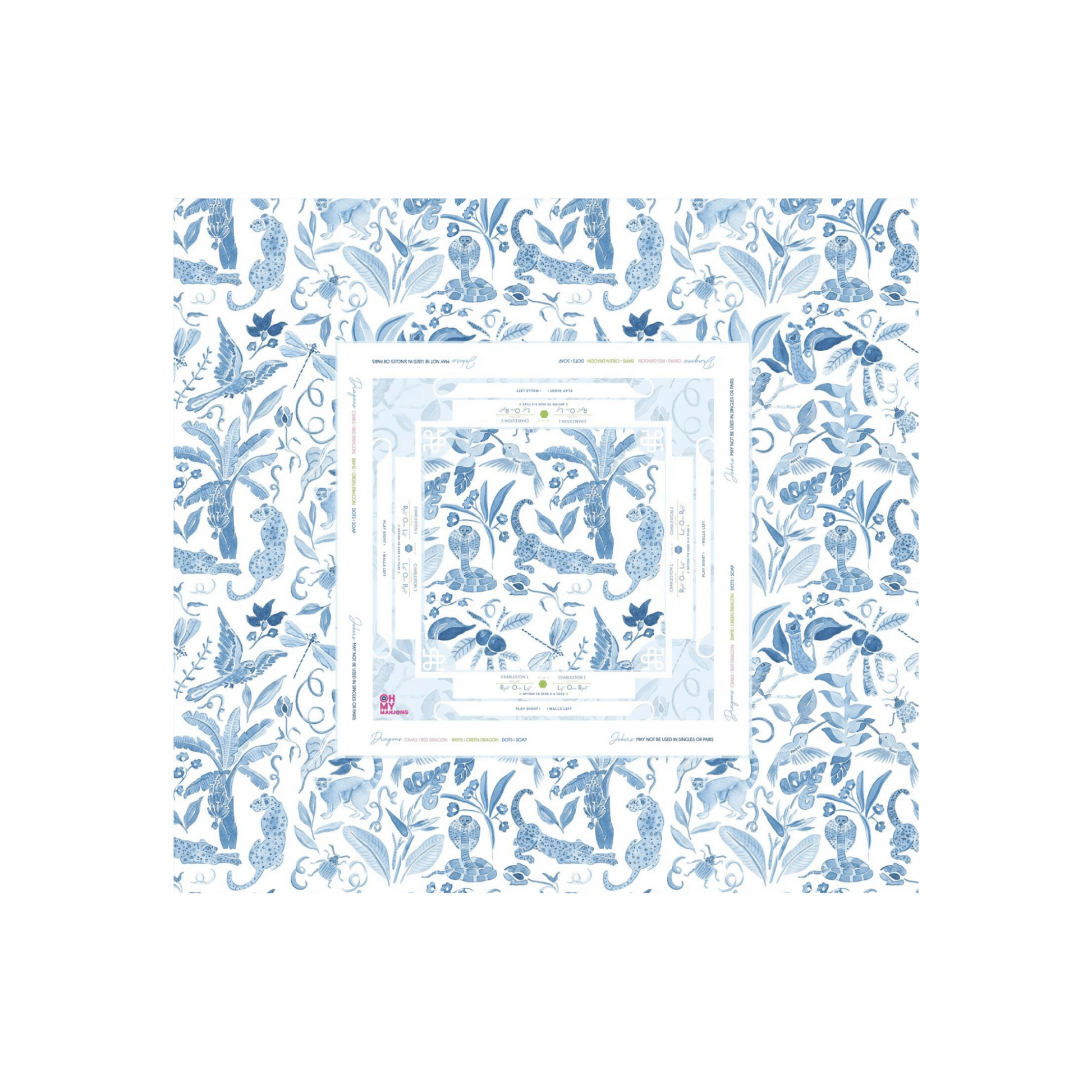 Amazon Blue Instructional Mahjong Tablecloth - Hosted by Kelly Gaudreau