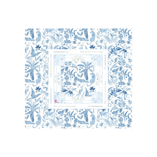 Amazon Blue Instructional Mahjong Tablecloth - Hosted by Kelly Gaudreau