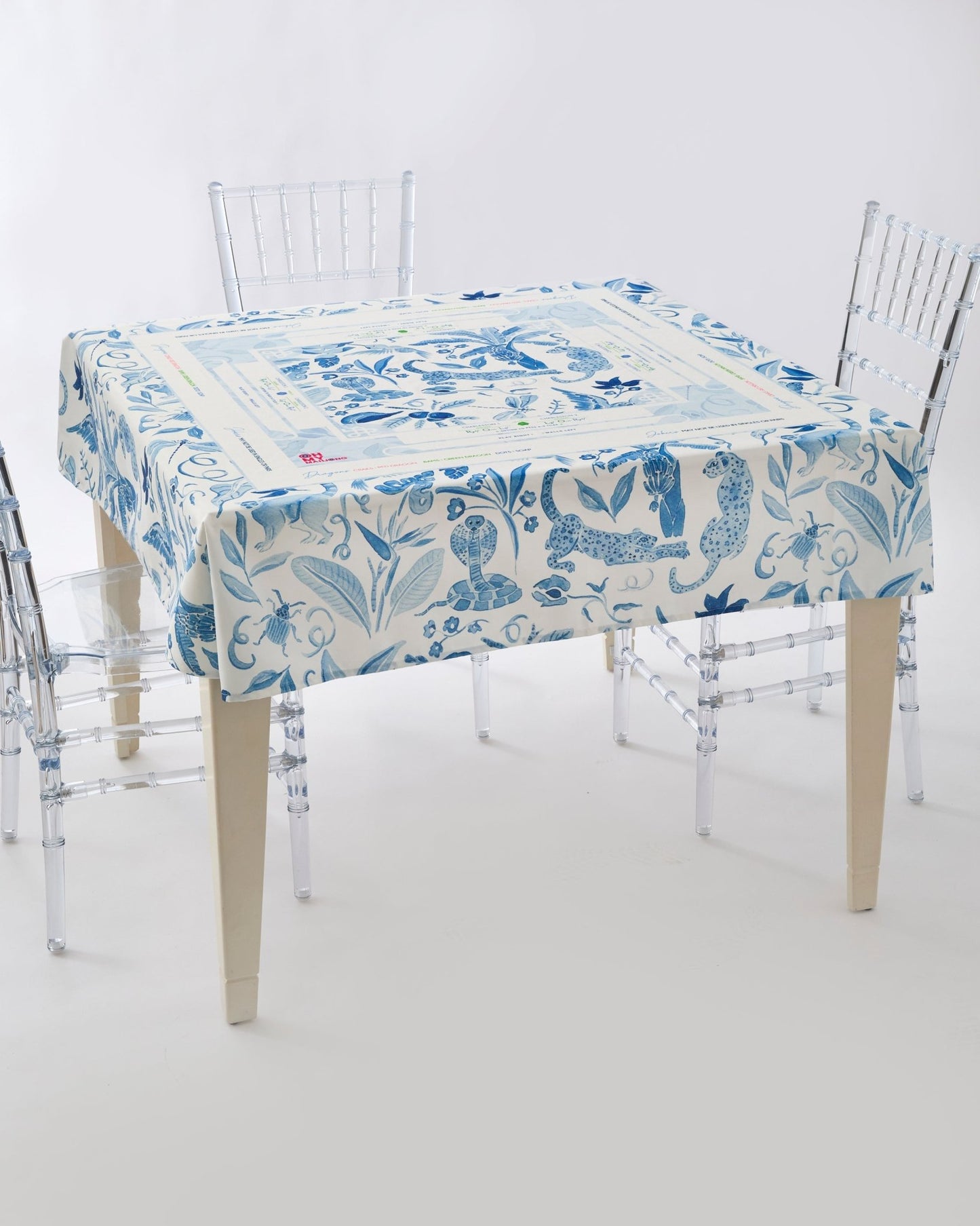 Amazon Blue Instructional Mahjong Tablecloth - Hosted by Kelly Gaudreau