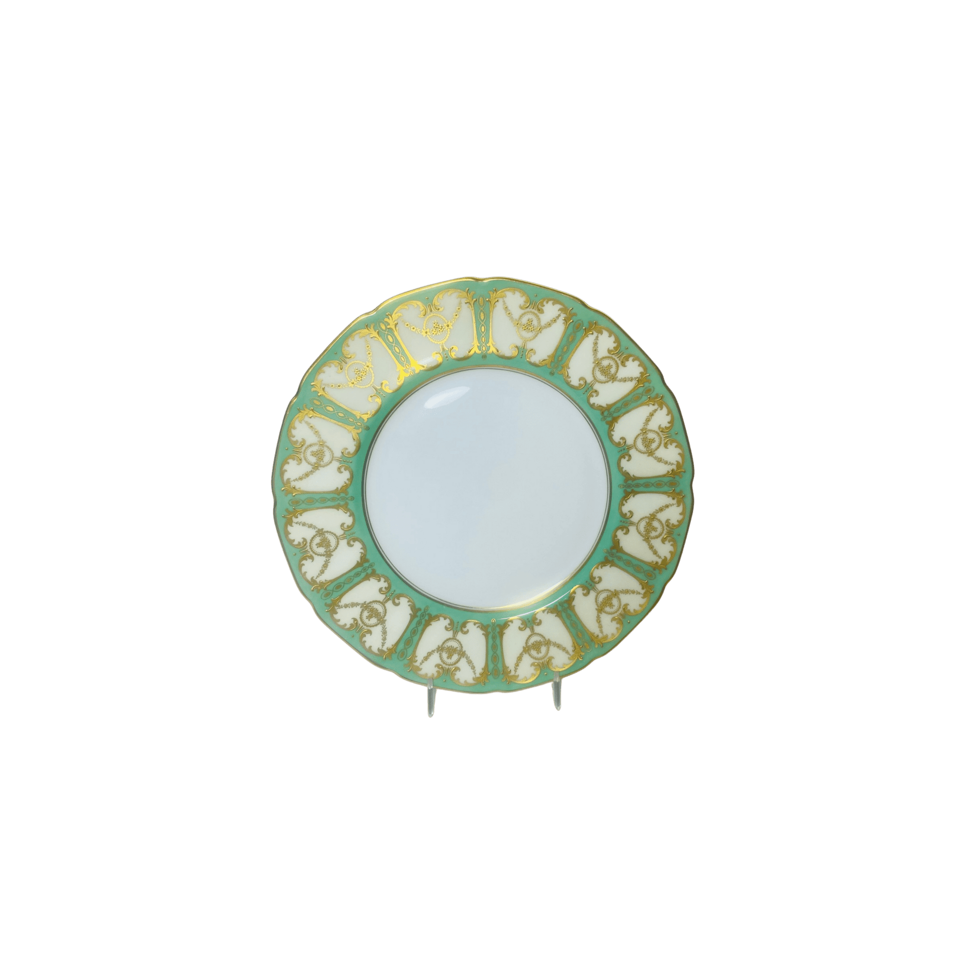 Antique Royal Doulton Green Gilded Dinner Plates Set of 12 - Hosted by Kelly Gaudreau