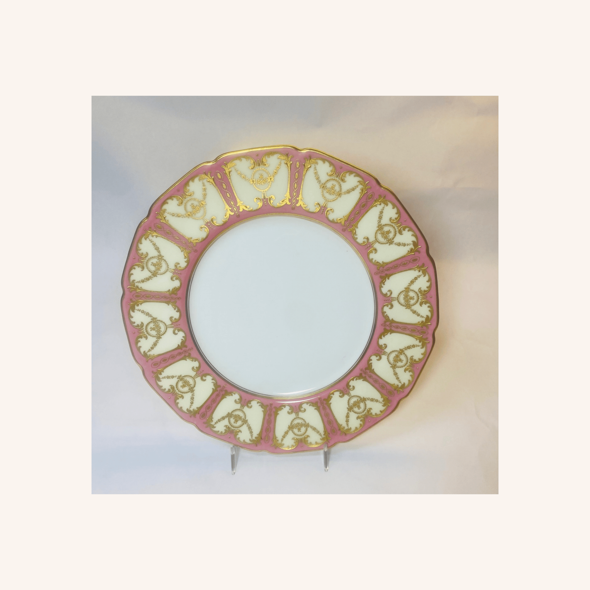 Antique Royal Doulton Pink Gilded Dinner Plates Set of 18 - Hosted by Kelly Gaudreau