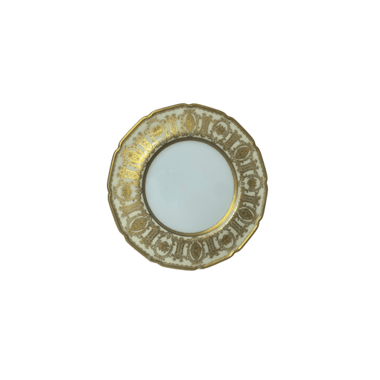 Antique Royal Doulton White & Heavy Gold Dinner Plates Set of 8 - Hosted by Kelly Gaudreau