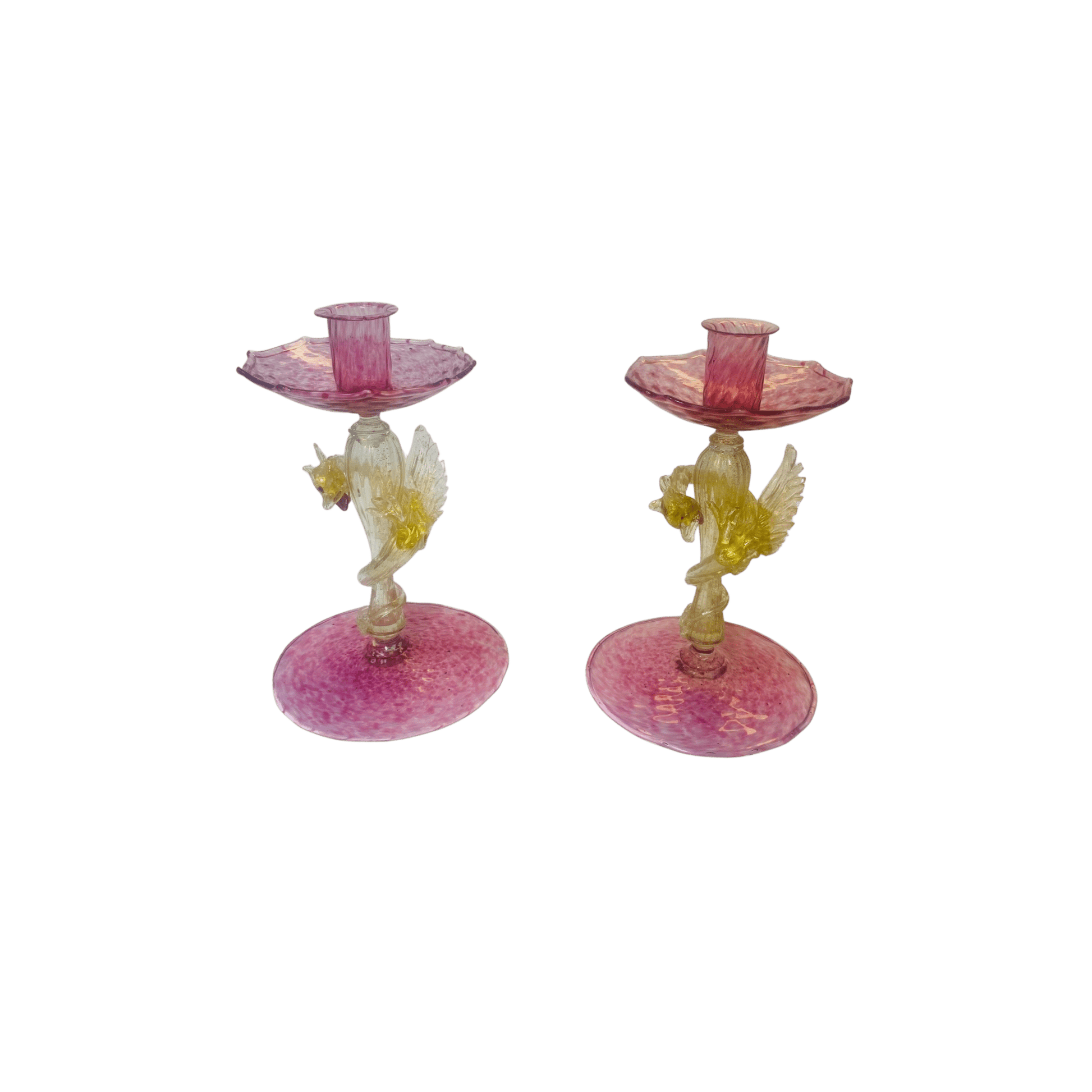 Antique Venetian Murano Purple Glass Dragon Candlesticks - Hosted by Kelly Gaudreau