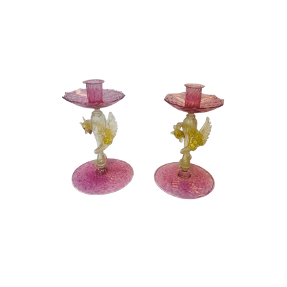 Antique Venetian Murano Purple Glass Dragon Candlesticks - Hosted by Kelly Gaudreau