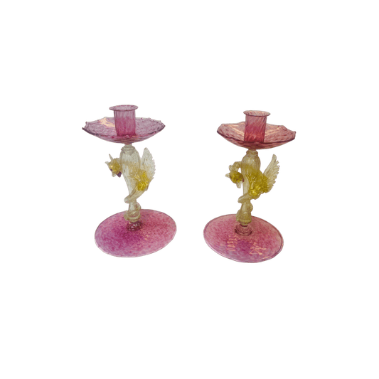 Antique Venetian Murano Purple Glass Dragon Candlesticks - Hosted by Kelly Gaudreau