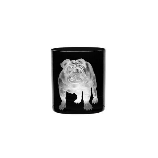 Bull Dog Double Old Fashioned Glass - Black