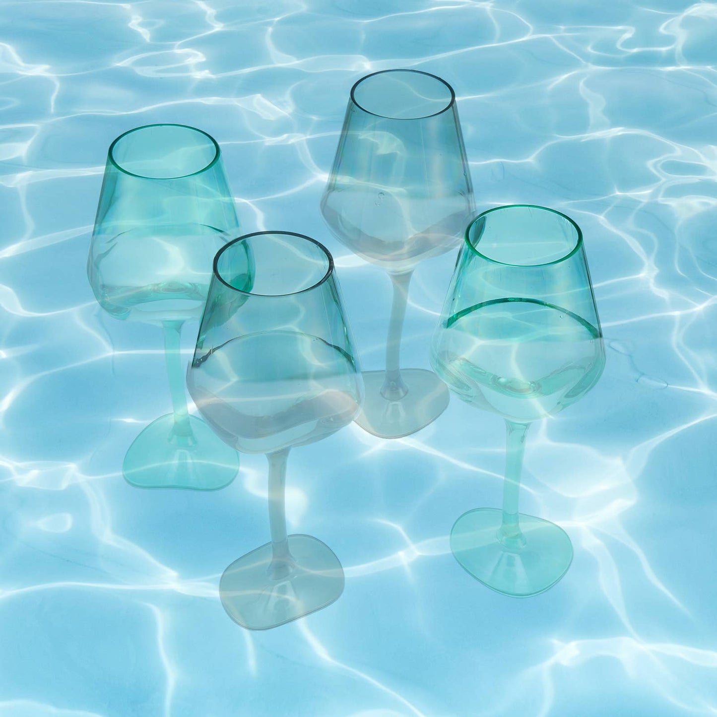 Floating Acrylic Wine Glass in Green Set of 2