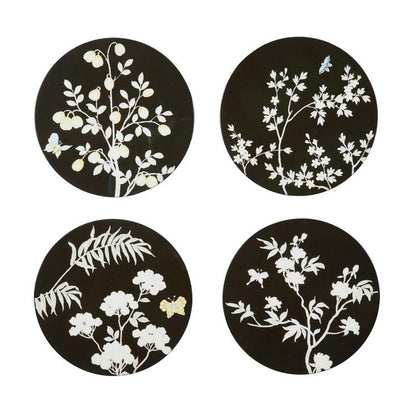 Black Chinoiserie Coasters - Set of 4