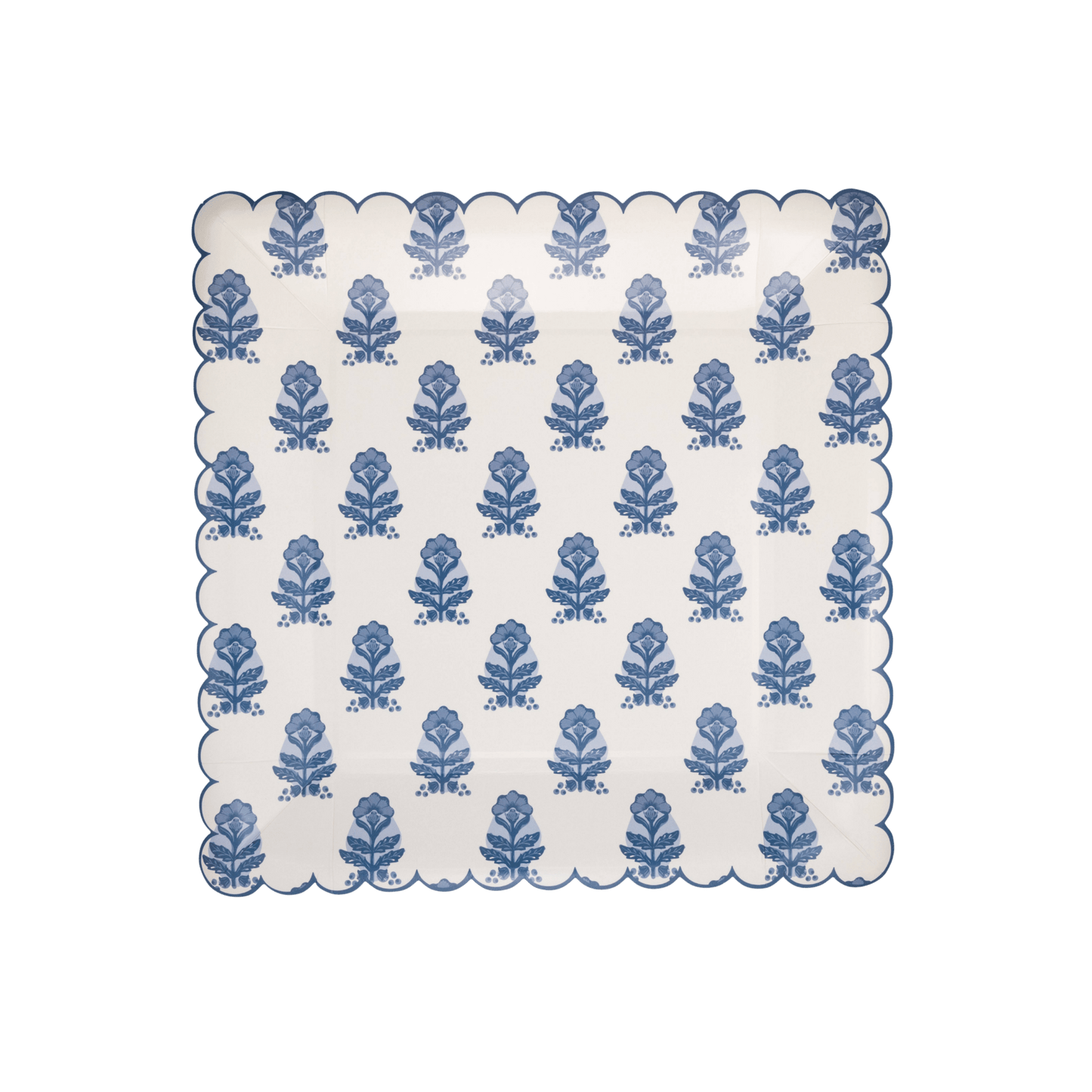 Blue Flower Block Print Plates - Pack of 8 - Hosted by Kelly Gaudreau
