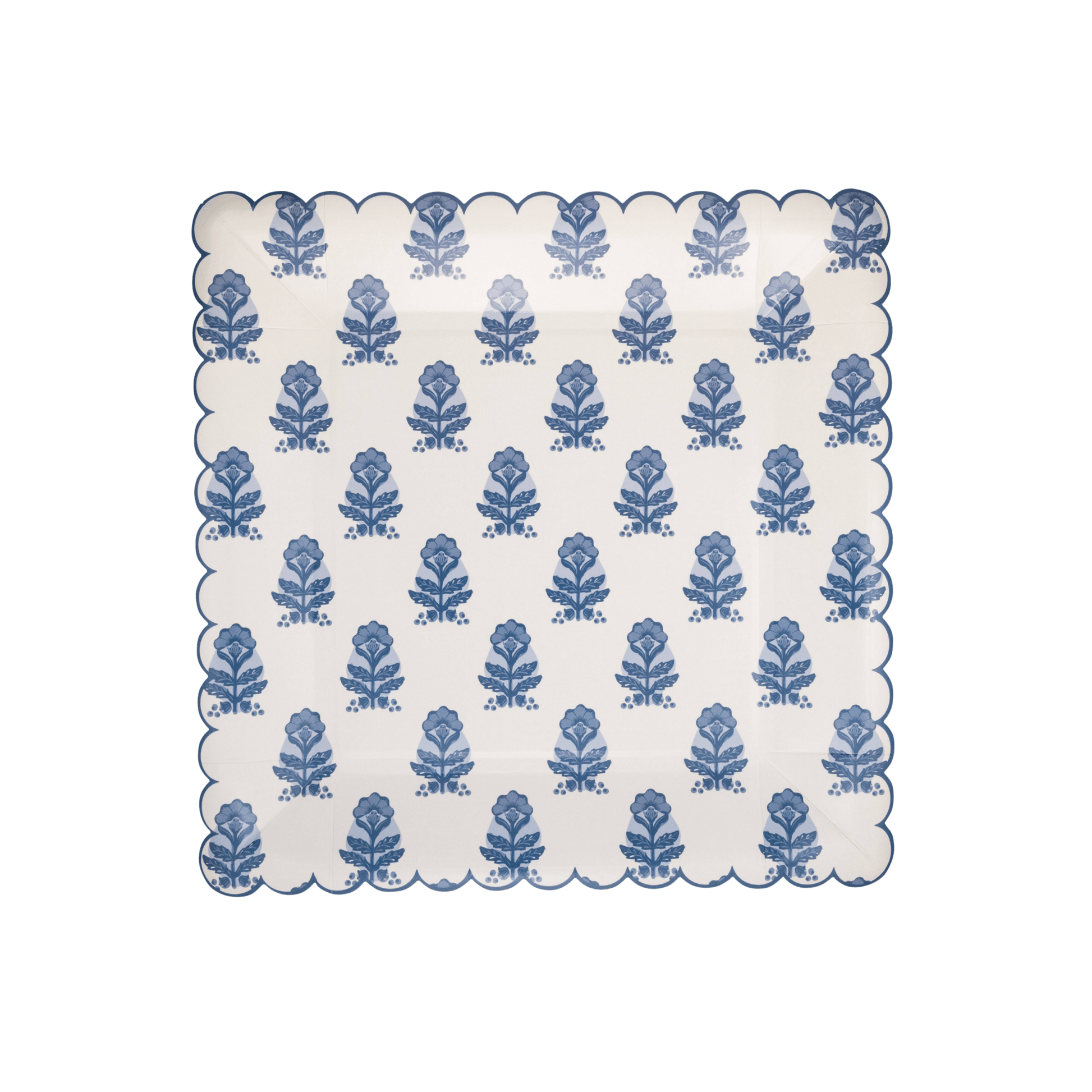 Blue Flower Block Print Plates - Pack of 8 - Hosted by Kelly Gaudreau