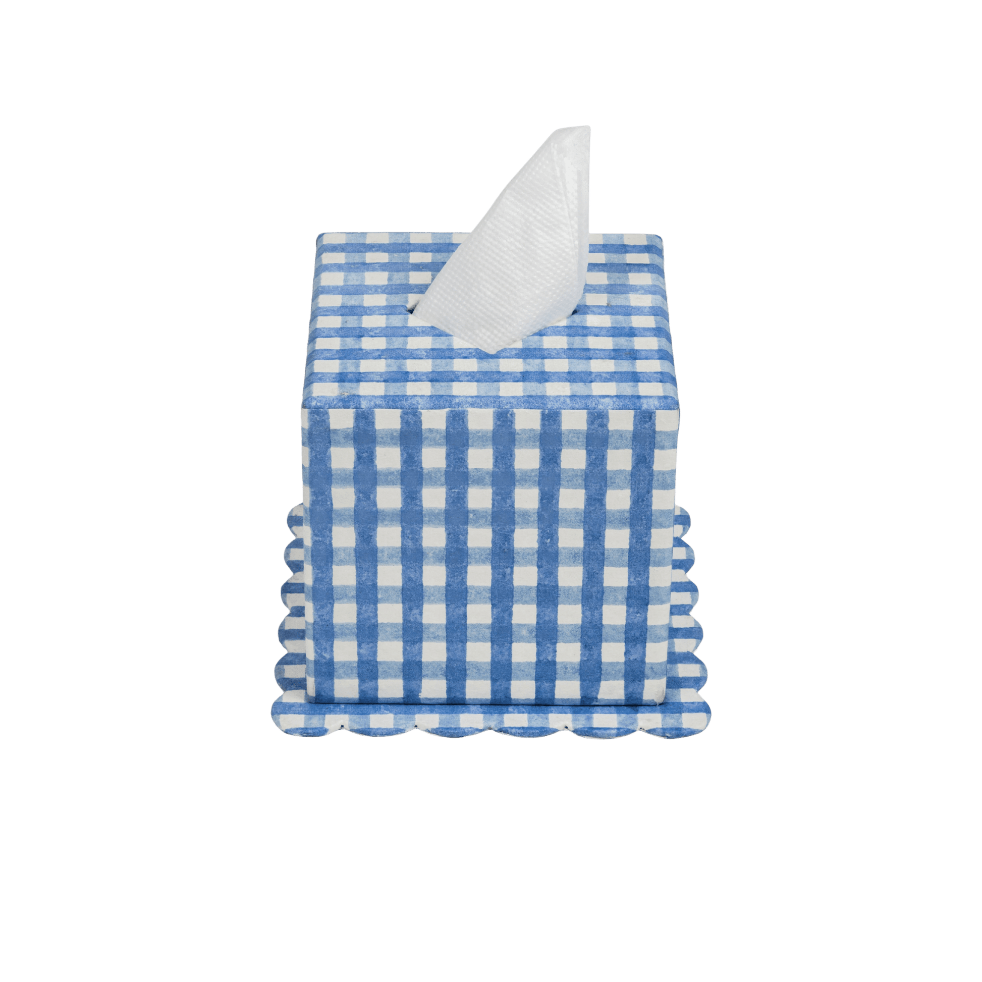 Blue Gingham Blockprint Tissue Box Cover - Hosted by Kelly Gaudreau