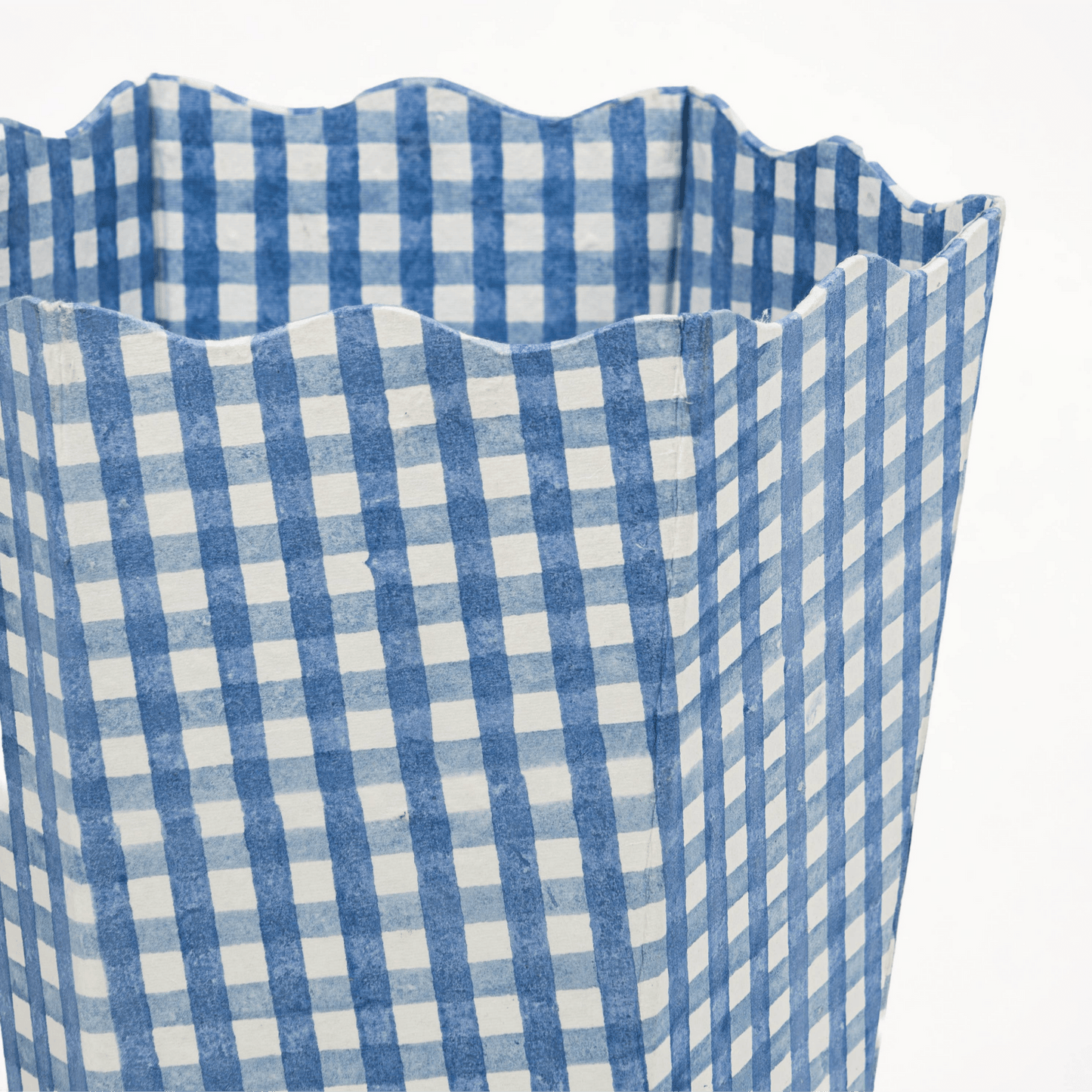 Blue Gingham Blockprint Waste/Storage Bin - Hosted by Kelly Gaudreau