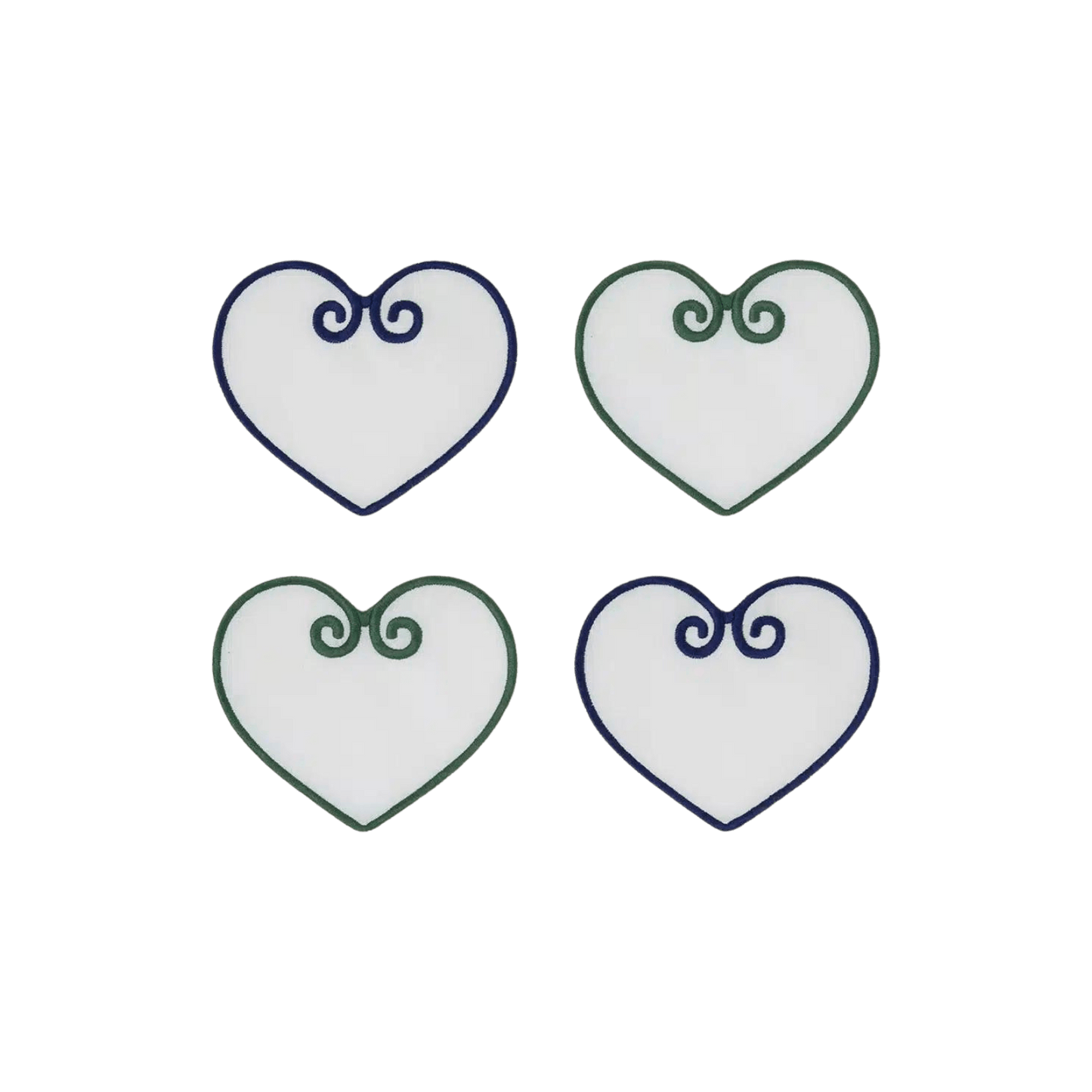 Blue Green Heart Shaped Coasters Set of 4 - Hosted by Kelly Gaudreau