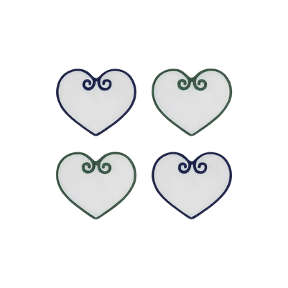 Blue Green Heart Shaped Coasters Set of 4 - Hosted by Kelly Gaudreau