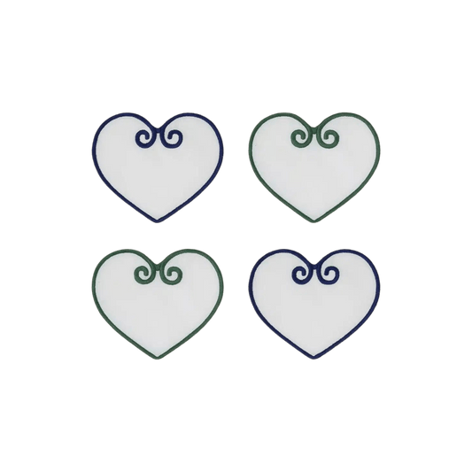 Blue Green Heart Shaped Coasters Set of 4 - Hosted by Kelly Gaudreau