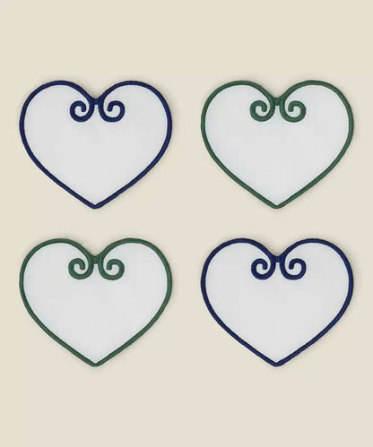 Blue Green Heart Shaped Coasters Set of 4 - Hosted by Kelly Gaudreau