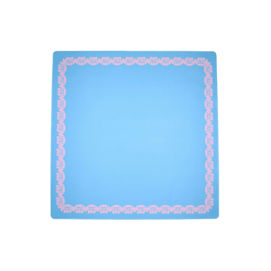 Blue & Pink Flower Border Mahjong Mat - Hosted by Kelly Gaudreau