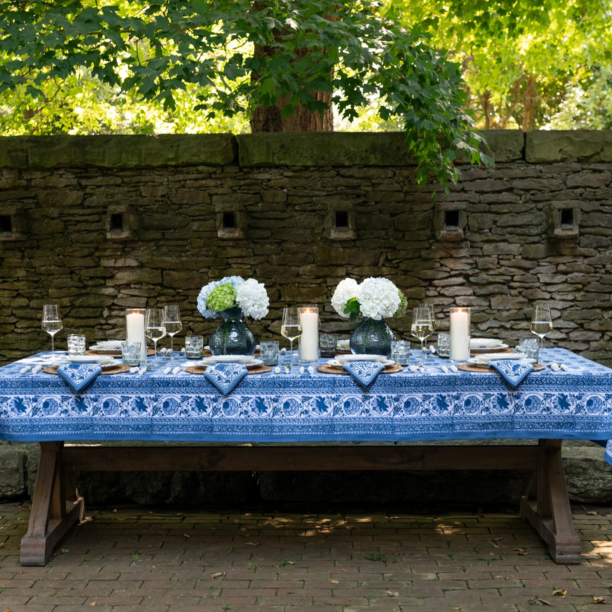 Bohemian Floral Azure Blue & Aqua Tablecloth - Hosted by Kelly Gaudreau
