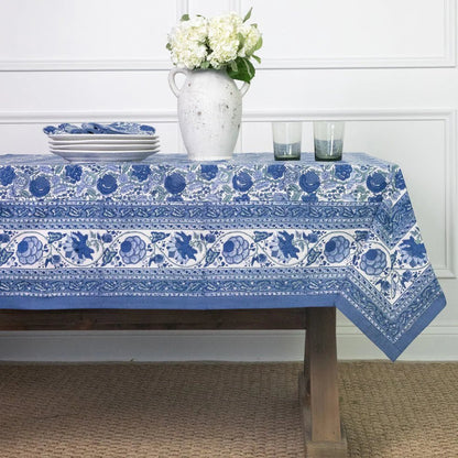 Bohemian Floral Azure Blue & Aqua Tablecloth - Hosted by Kelly Gaudreau