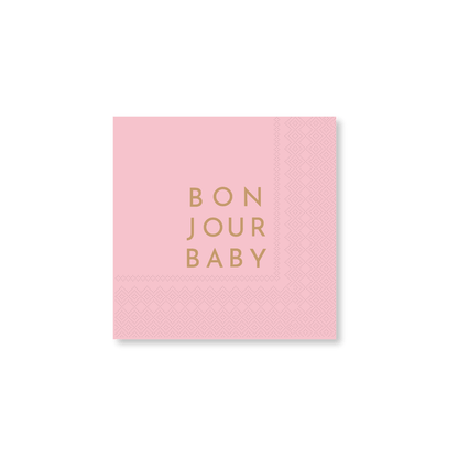 Bonjour Baby Petal Pink Cocktail Napkins - Set of 20 - Hosted by Kelly Gaudreau