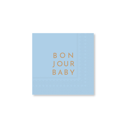 Bonjour Baby Sky Blue Cocktail Napkins - Set of 20 - Hosted by Kelly Gaudreau