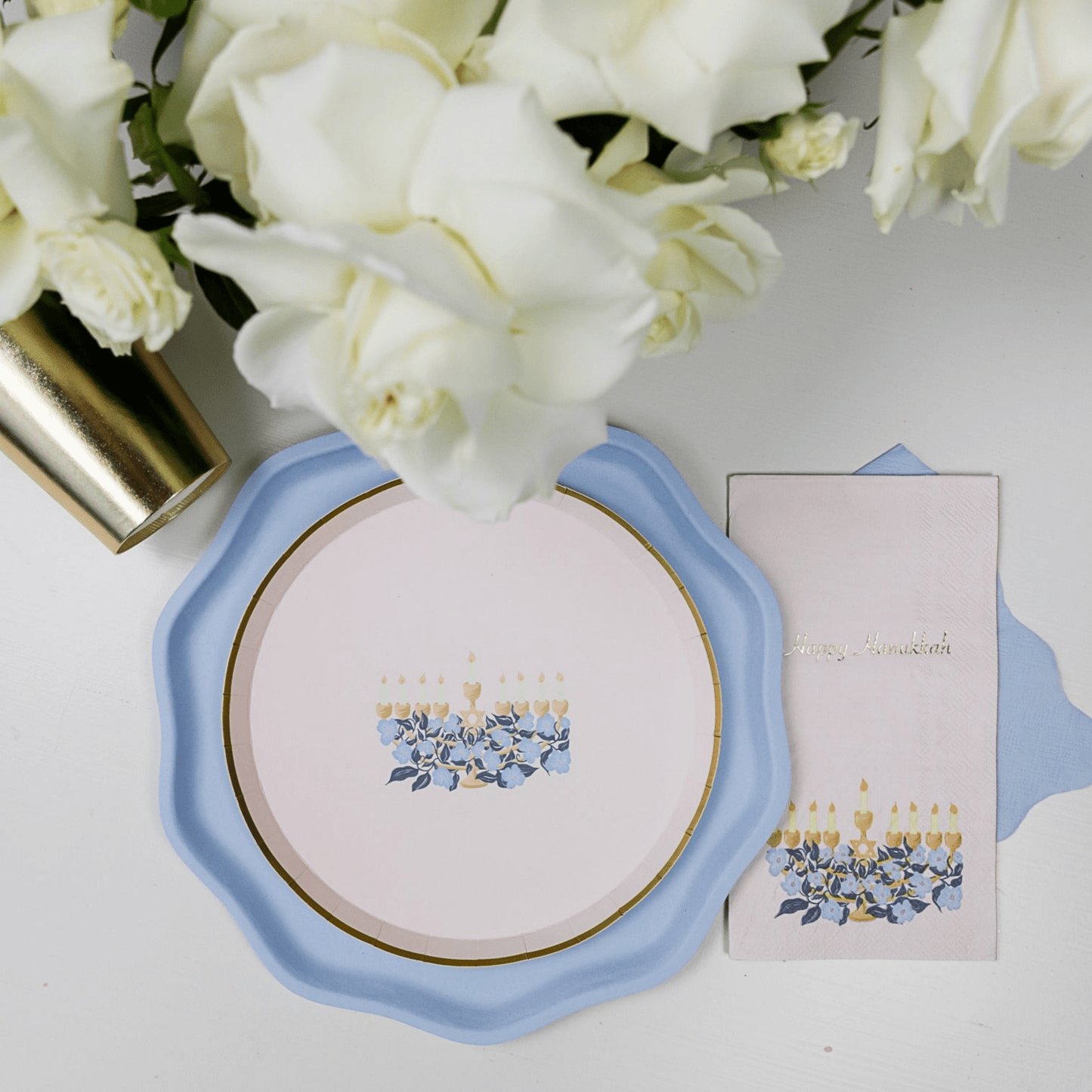 Bonjour Fête X One & Only Paper Happy Hanukkah Menorah Guest Towels - Hosted by Kelly Gaudreau