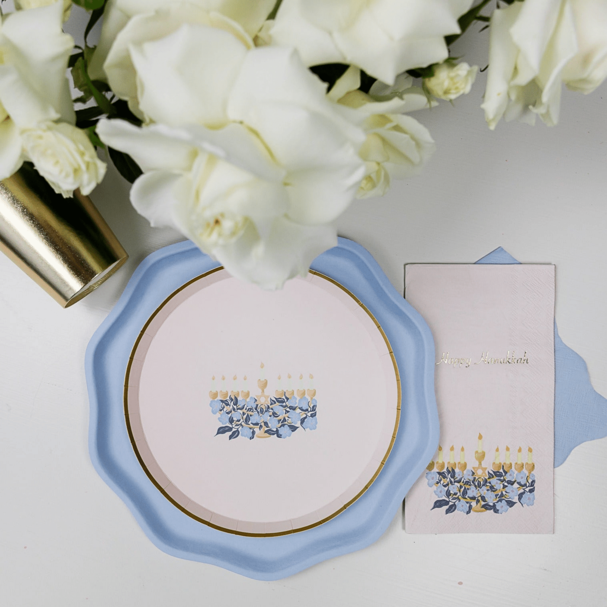 Bonjour Fête X One & Only Paper Happy Hanukkah Menorah Guest Towels - Hosted by Kelly Gaudreau