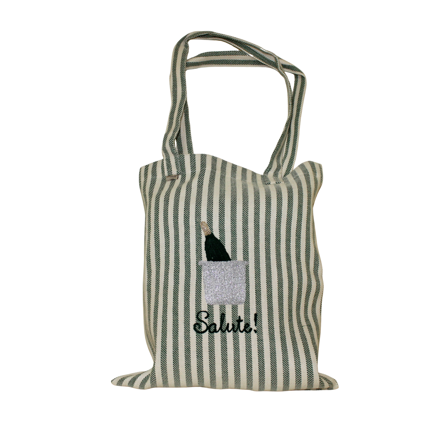 Champagne Bucket Embroidered Tote Bag - Forest Green