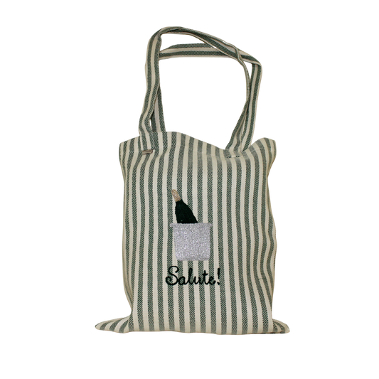 Champagne Bucket Embroidered Tote Bag - Forest Green