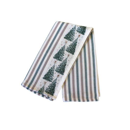 Christmas Tree Striped Kitchen Towel