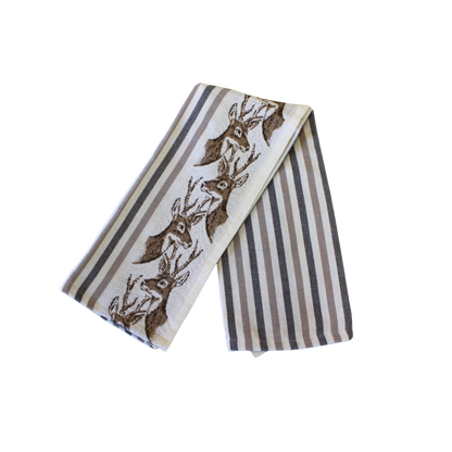 Deer Striped Kitchen Towel