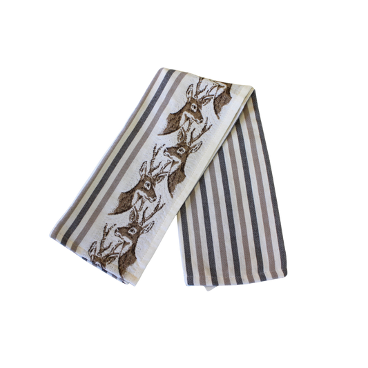 Deer Striped Kitchen Towel