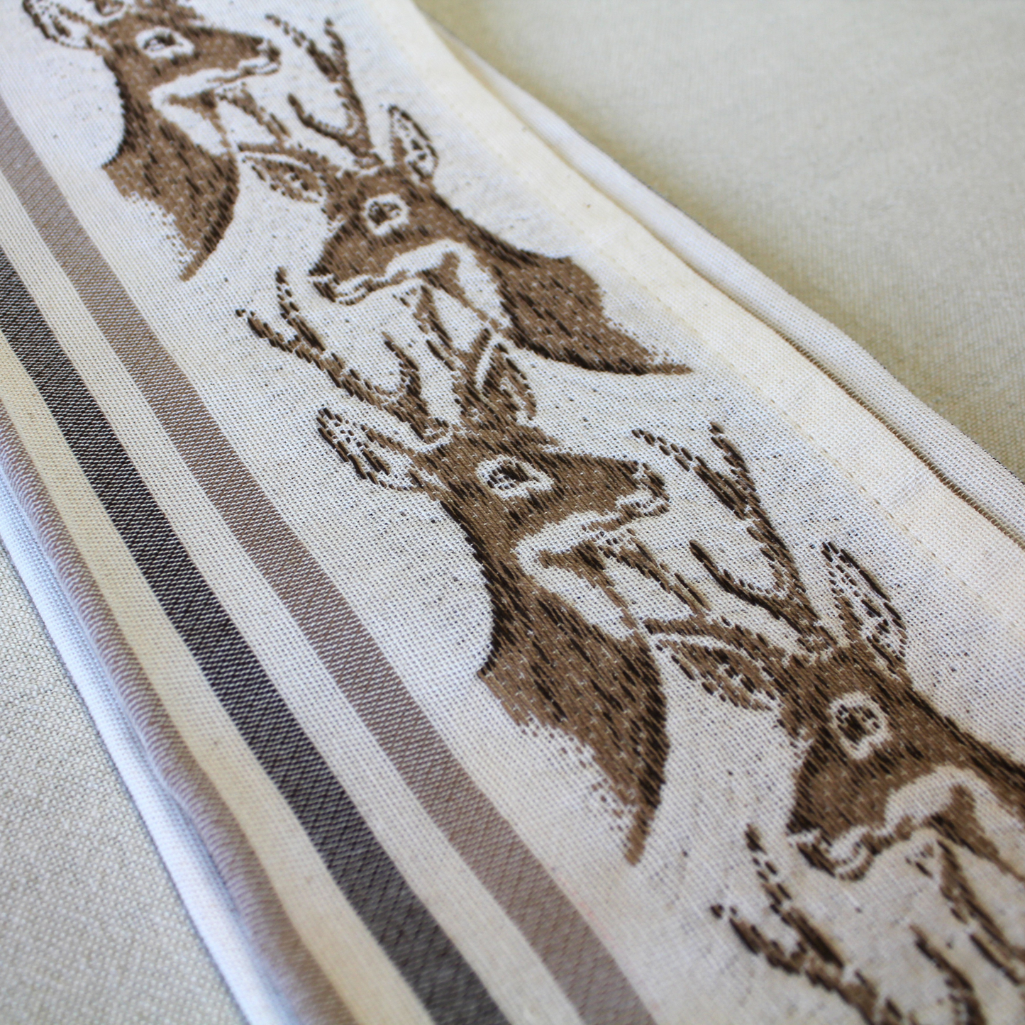 Deer Striped Kitchen Towel