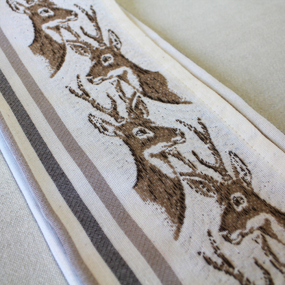 Deer Striped Kitchen Towel